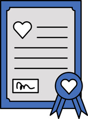 Poster - Wedding Certificate Icon In Blue And Gray Color.