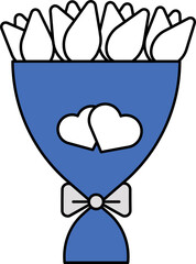 Sticker - Flower Bouquet Icon In Blue And White Color.