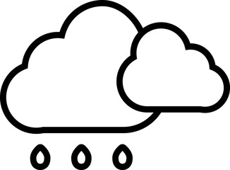 Poster - Line art illustration of Rain Weather icon.