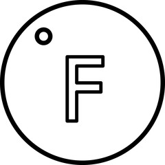 Poster - Degree Fahrenheit (F) icon in thin line art.