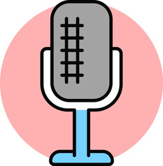 Canvas Print - Illustration of Microphone icon on pink background.