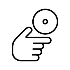 Sticker - Hand with disc icon in thin line art.