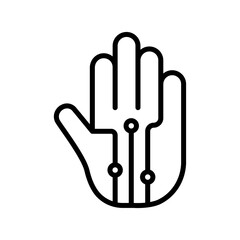 Poster - Black line art illustration of VR glove icon.