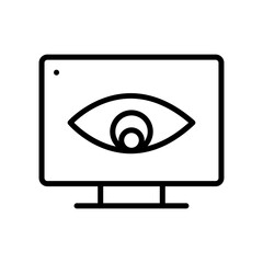 Canvas Print - Line art Eye in desktop screen icon flat style.