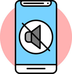 Poster - Silent or mute button on smartphone screen icon in flat style.