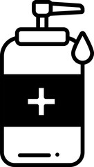 Poster - Hand Wash or Sanitizer Bottle icon in black and white color.