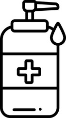 Poster - Hand Wash or Sanitizer Bottle icon in line art.