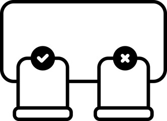 Poster - chair with cross and check mark for social distancing icon in li