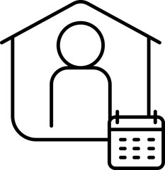 Sticker - Stay Home and Calendar icon in line art.