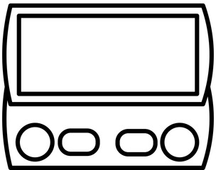 Sticker - Flat Style Handheld Console Gaming Icon In Black Line Art.