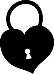 Wall Mural - Heart Shaped Padlock Icon In Black And White Color