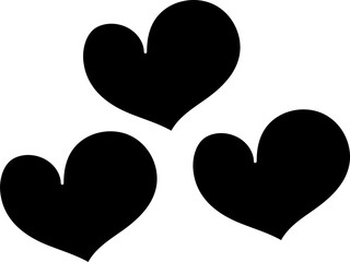 Wall Mural - Black Color Hearts Icon In Flat Style.