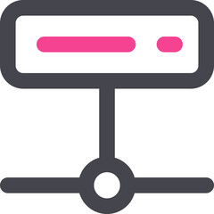 Canvas Print - Flat Style Server icon in grey and pink line art.