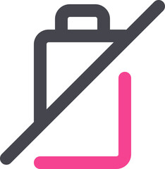 Sticker - Empty Or Warning Battery icon in grey and pink line art.