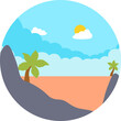 © Abdul Qaiyoom - Tropical Landscape Sun Background in Flat Style.