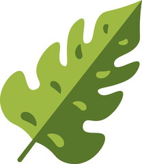 Sticker - Flat Style Tropical Leaf icon in green color.