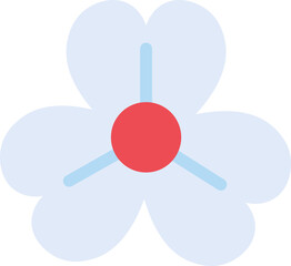 Canvas Print - Flat Style Flower icon in blue and red color.