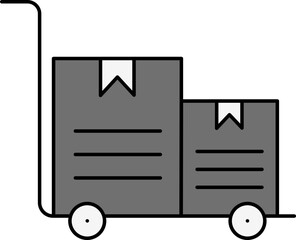 Wall Mural - Push Cart With Boxes Icon In Grey Color.