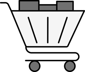 Sticker - Isolated Shopping Cart Icon In Grey And White Color.