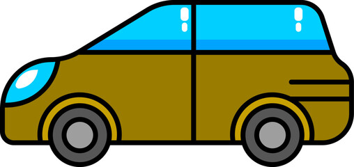 Poster - Van or Car icon in green and blue color.