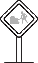 Sticker - Construction digging sign board icon in flat style.