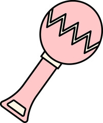 Sticker - Rattle Icon In Pink Color.