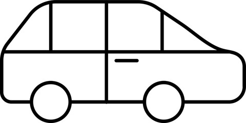 Wall Mural - Car Icon In Black Line Art.