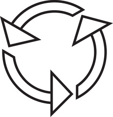 Sticker - Round rotate arrow icon in thin line art.