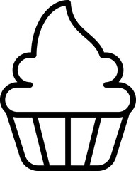 Wall Mural - Black Line Art Cupcake icon in flat style.