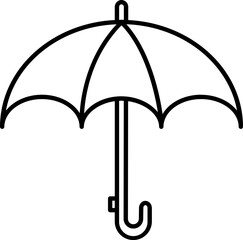 Poster - Open Umbrella Icon in Black Thin Line Art.