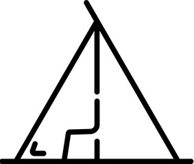 Poster - Black line art illustration of Tent icon.