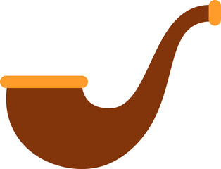 Sticker - Smoking pipe icon in brown and orange color.