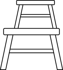 Sticker - Molger Step Stool Icon In Black Line Art.