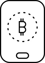 Wall Mural - Line art illustration of Bitcoin in smartphone screen icon.