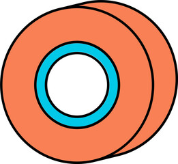 Canvas Print - Paper Or Tape Roll Icon In Orange And Blue Color.