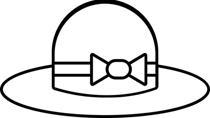 Sticker - Female Hat Icon In Black Outline.