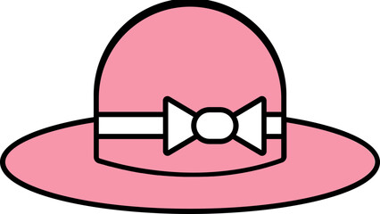 Sticker - Female Hat Icon In Pink Color.