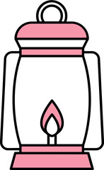 Sticker - Oil Lantern Icon In White And Pink Color.