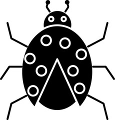 Canvas Print - Ladybug Icon In B&W Color.