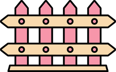 Poster - Fence Icon In Pink And Peach Yellow Color.