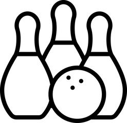 Poster - Bowling Pins With Ball Icon In Thin Line Art.