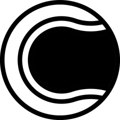 Sticker - Tennis Ball Icon In Black And White Color.