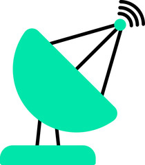 Wall Mural - Satellite dish icon in green and black color.