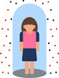 © Abdul Qaiyoom - Faceless Woman Standing with social distancing icon for Self Virus Protection.