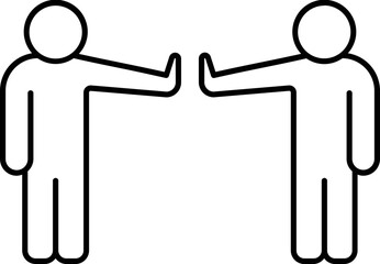 Wall Mural - Two Men High five or Stop Hands for Social Distancing icon in black line art.