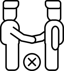 Poster - No handshake people icon in line art.