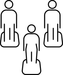 Sticker - Line art illustration of People standing on square background for social distancing icon.