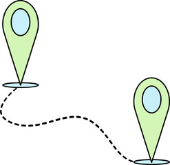 Poster - Route Location Pin Icon In Green And Blue Color.