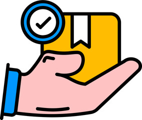 Sticker - Illustration of Hand Holding Correct Delivery Box Colorful Icon.