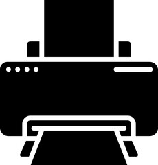 Sticker - Printer Icon In Black And White Color.